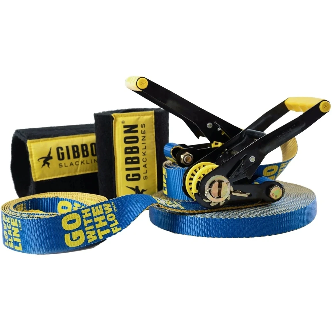 GIBBON Flowline Treewear Set Slackline 25m - Blauw/geel 1 GIBBON Flowline Treewear Set Slackline 25m - Blauw/geel