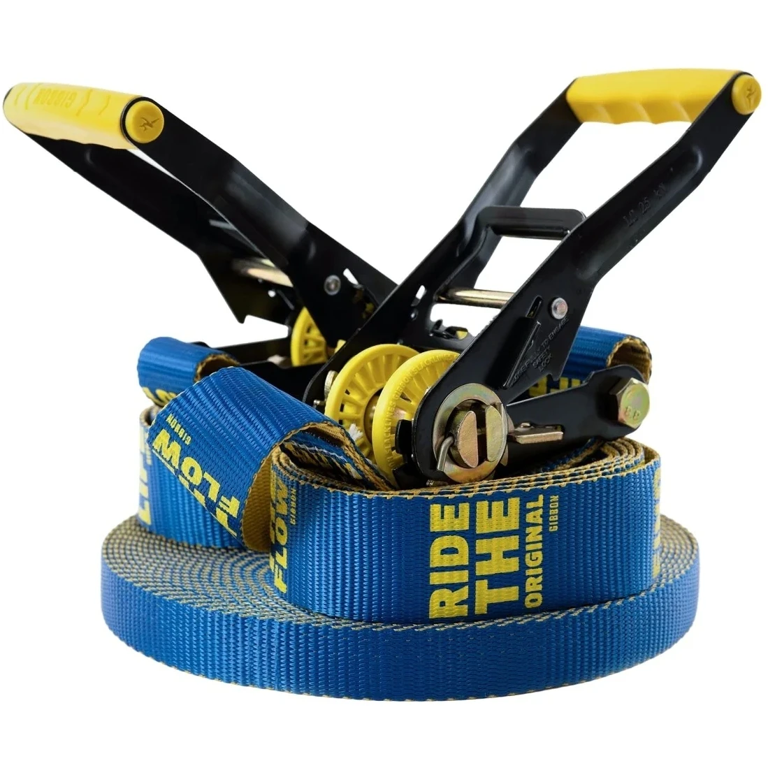 GIBBON Flowline Treewear Set Slackline 25m - Blauw/geel 2 GIBBON Flowline Treewear Set Slackline 25m - Blauw/geel - Image 2