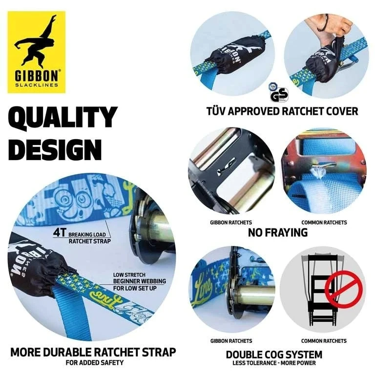 GIBBON Funline Treewear Set Slackline 15m - Blauw 9 GIBBON Funline Treewear Set Slackline 15m - Blauw - Image 9