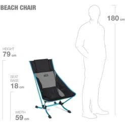 Helinox Beach Chair - Campingstoel - Zwart / Cyan Blue -Camping Verkoop helinox beach chair black cyan blue 12651r2 08 1383477